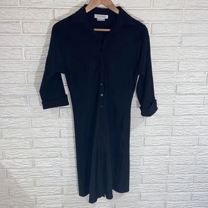 Kay Unger New York Silk Button Detail Little Black Dress 3/4 Sleeves Size 4